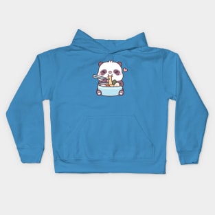 Cute Baby Panda Loves Eating Ramen Noodles Kids Hoodie